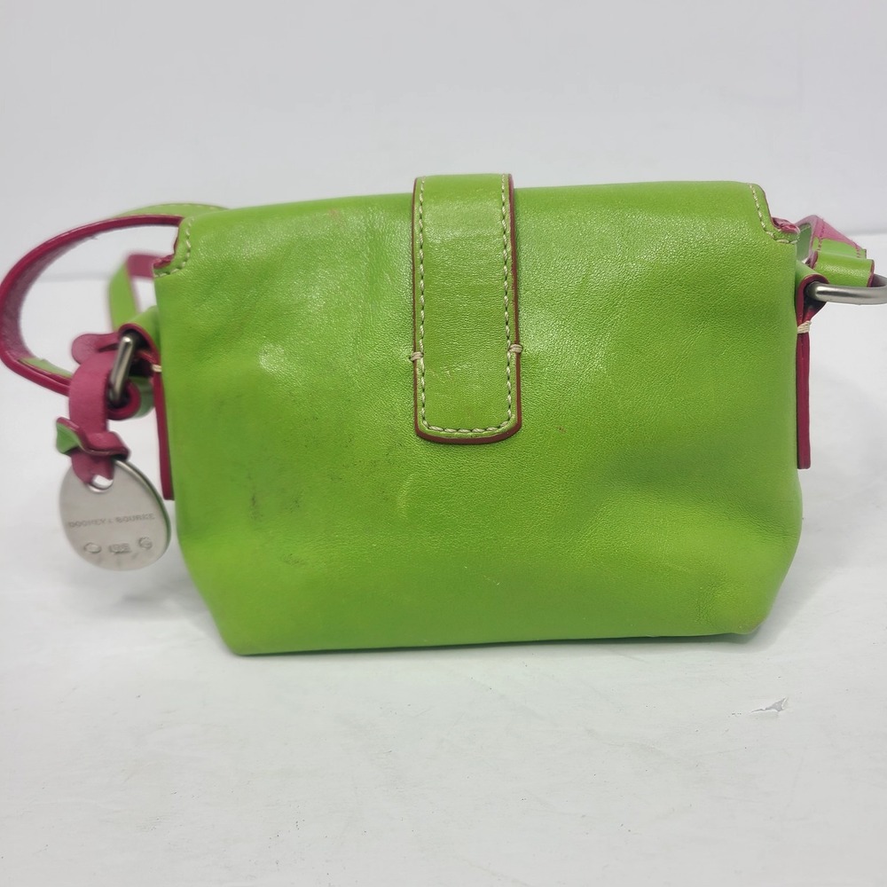 Vtg Y2K Dooney & Bourke Lime Green & Pink Trim‎ Rainbow Heart Buckle Mini - Picture 4 of 6